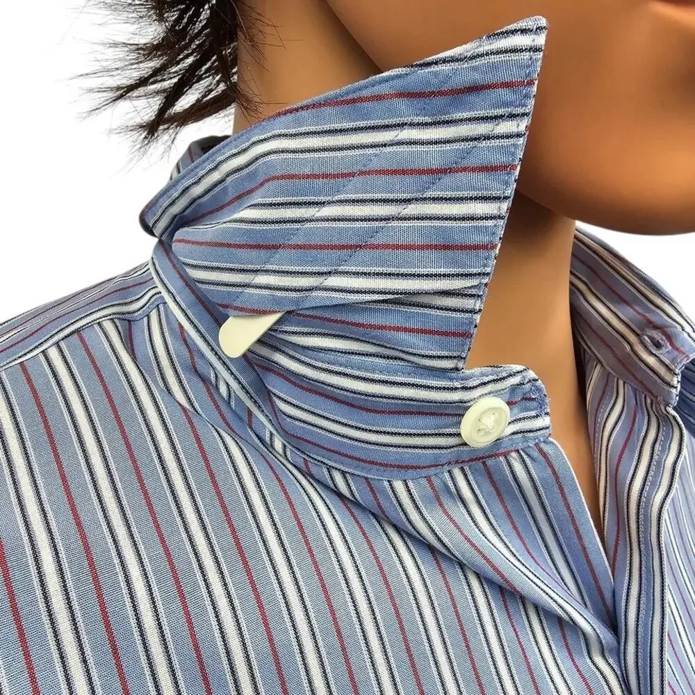 J. Crew Oarsman Label Vintage 90s Dress Shirt Men 16 -35 Blue Red White Striped